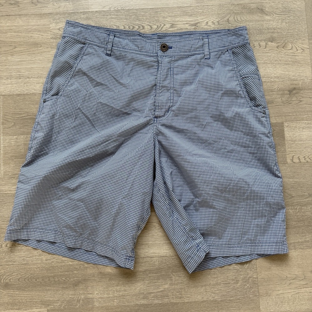 Lululemon Athetica Shorts Mens 36 Blue Gingham Check Golf Casual Stretch